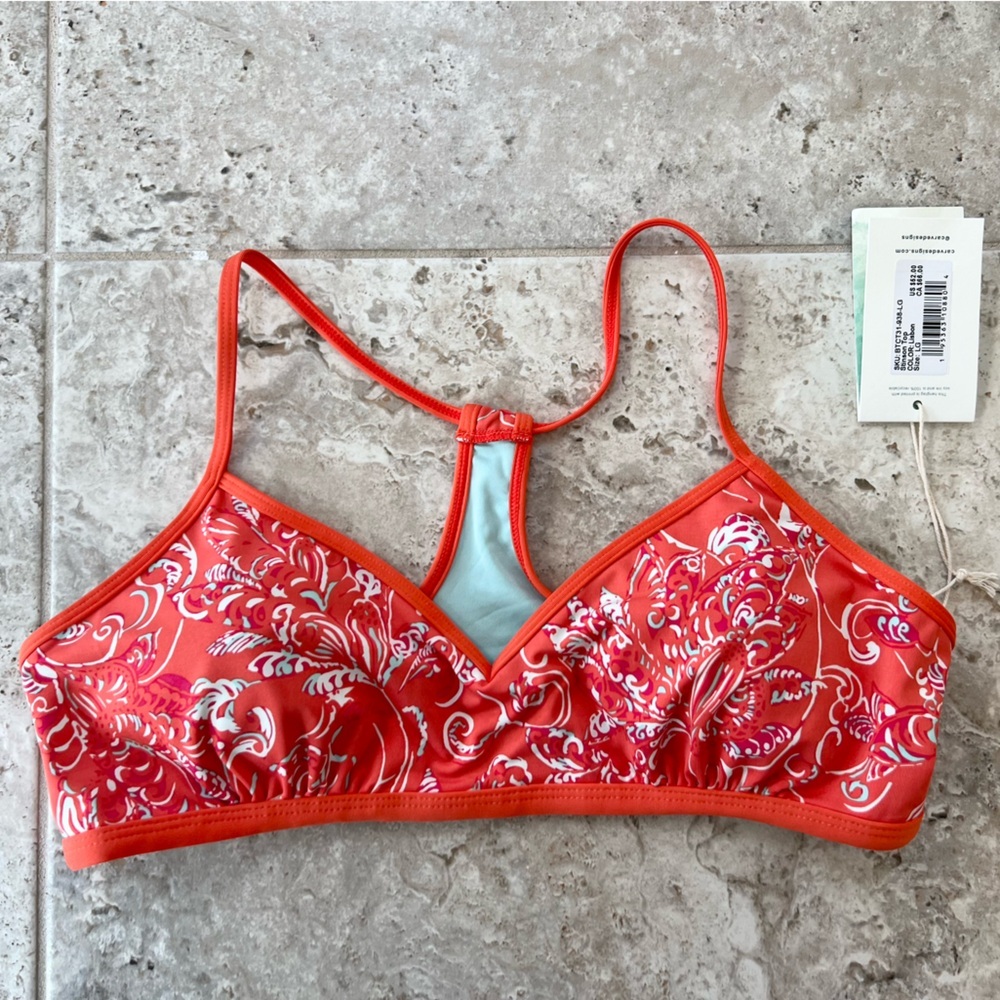 Carve Designs NWT Stinson Bikini Top in Lisbon Red/Orange, size L - Picture 8 of 9